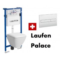 Комплект инсталляция+клавиша LAUFEN и подвесной унитаз PALACE 8.2070.0 с сидением микролифт